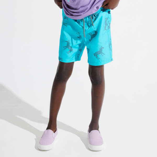 شورت سباحة بطبعة الحمار الوحشي باللون الأزرق للأولاد